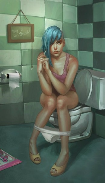 девушка в туалете рисунок